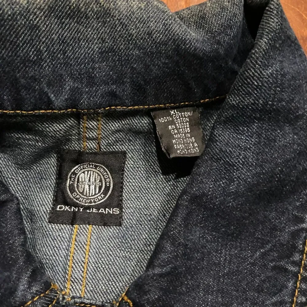 DKNY Jeans Vintage Blue Denim Chore Jacket & Jean Suit Set Men's Size XL/38 - Picture 10 of 16